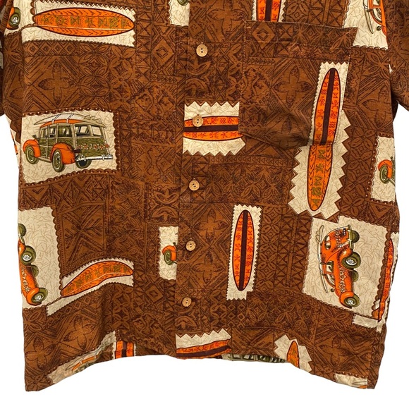 Roundy Bay VW Car Pattern Hawaiian Surfs Up Short Sleeve Button Down Shirt - Picture 5 of 7
